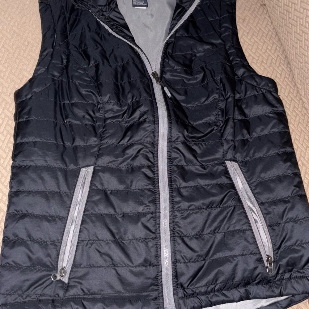 Black Quilted Vest with Gray Accents